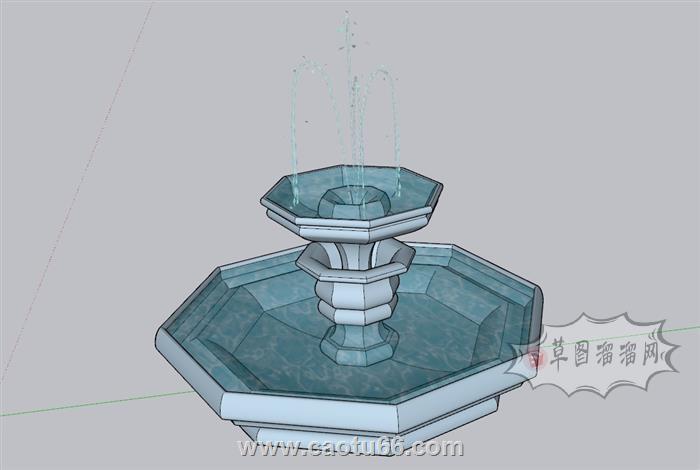 景观喷泉水池SU模型 1