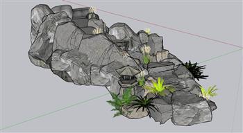 石头  水池  假山  叠石