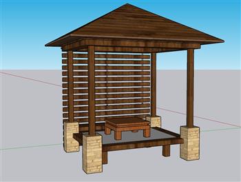日式亭子凉亭SU模型 免费sketchup模型下载