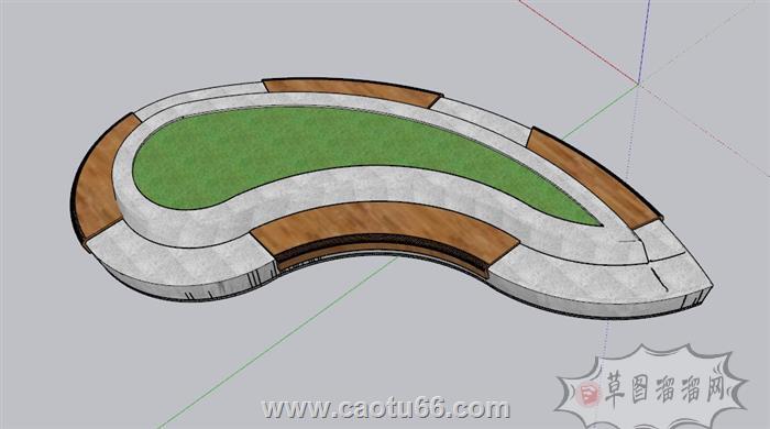 户外座椅景观椅公园长椅SU模型 1