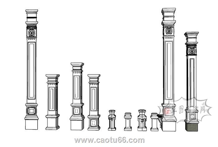 罗马柱SU模型 1