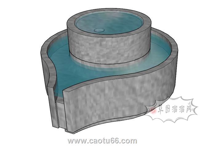 景观水磨流水SU模型 1