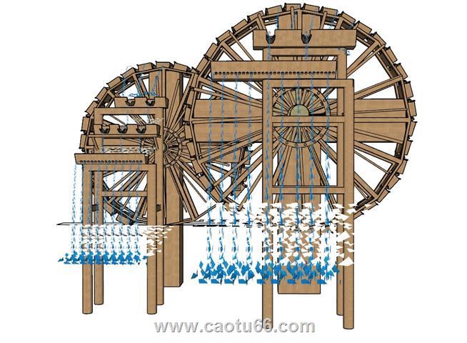 水轮车景观SU模型 1