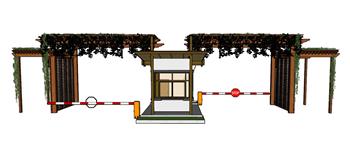 景区大门道闸SU模型 免费sketchup模型下载