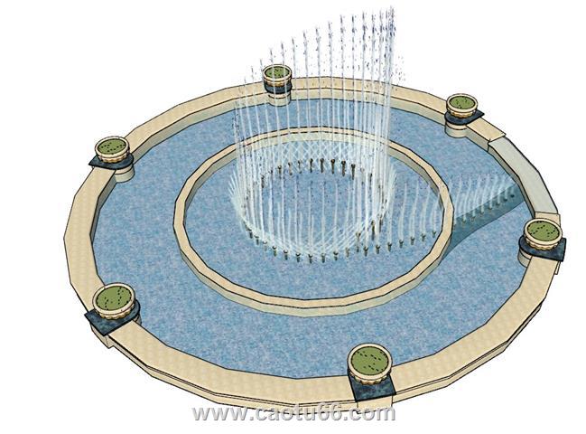 园环水池圆环SU模型 1