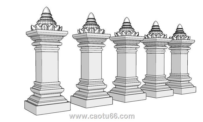 石墩石柱柱子SU模型 1
