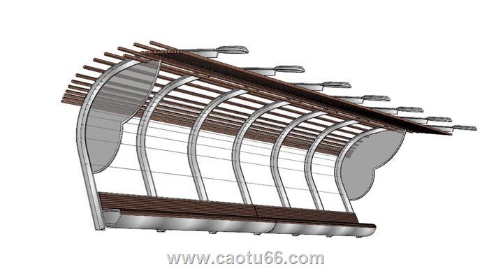 公交车站候车亭SU模型 1