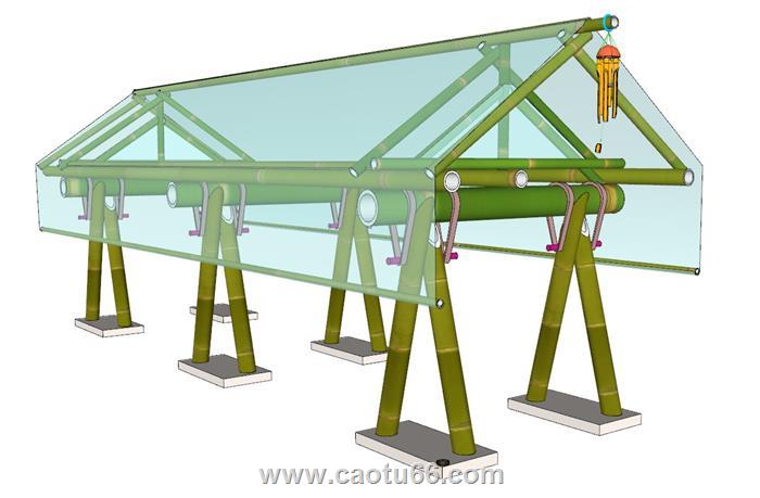 竹亭凉亭亭子SU模型 1