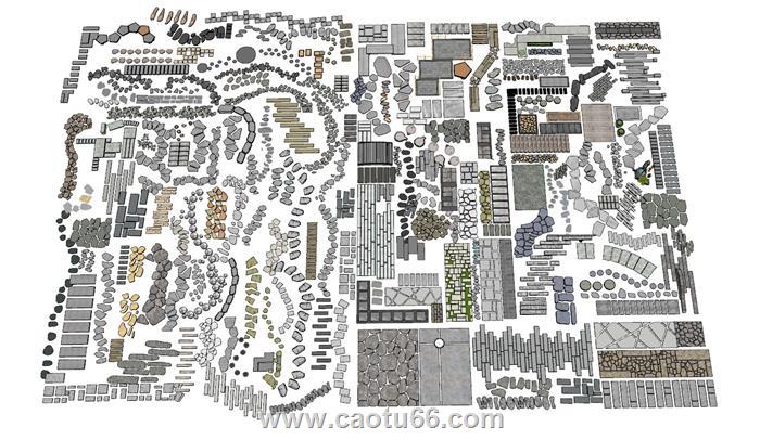 园林庭院汀步石SU模型 1