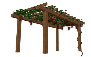 葡萄架廊架凉棚SU模型 免费sketchup模型下载
