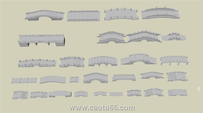 石桥小桥SU模型 1