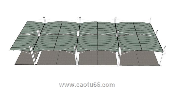 自行车停车棚SU模型 1