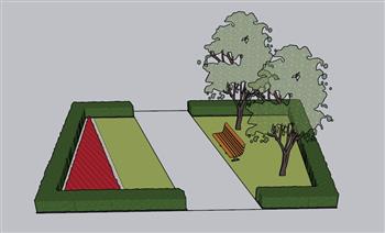 公园冬青长椅SU模型 免费sketchup模型下载