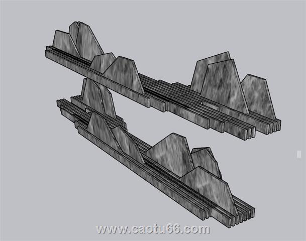 景观石山脉假山SU模型 1