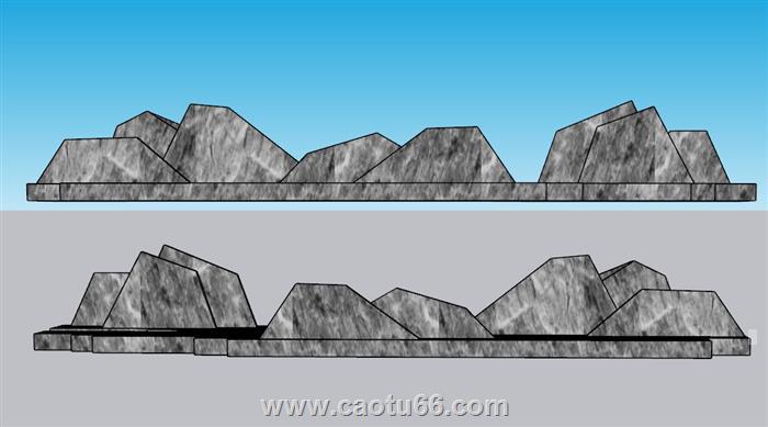 景观石山脉假山SU模型 2