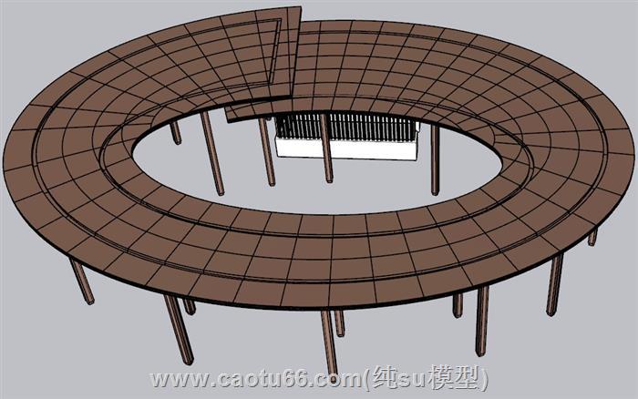 椭圆形廊架SU模型 1
