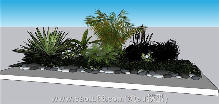 鹅卵石景观植物SU模型 1