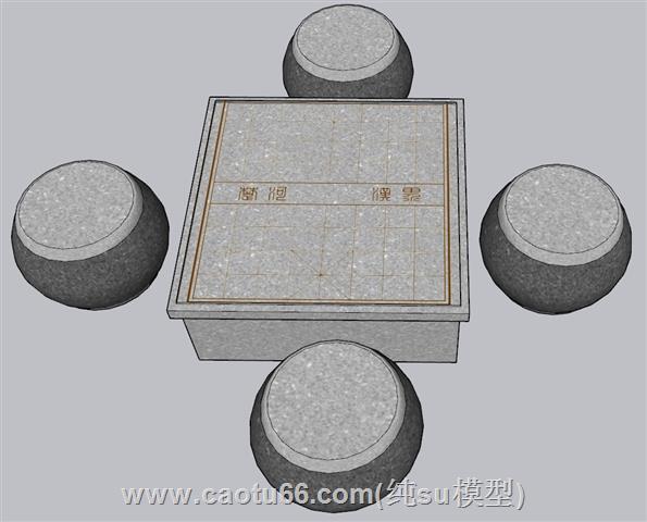 新中式象棋棋盘SU模型 1