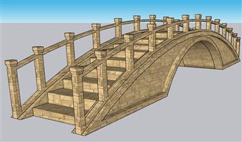 中式石桥拱桥SU模型 免费sketchup模型下载