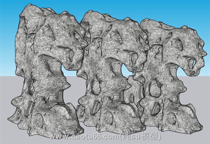 石头太湖石景观石SU模型 1