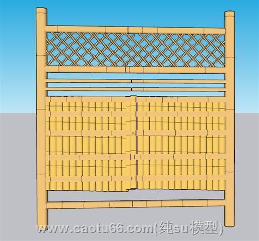 竹制栅栏隔断SU模型 1