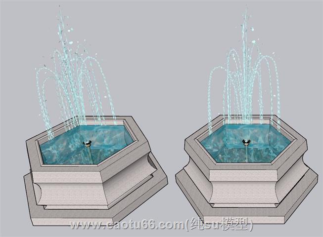 喷泉水景景观SU模型 1
