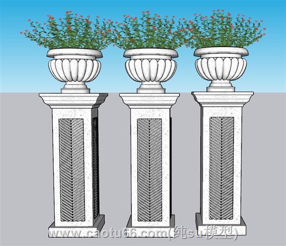 花钵景观小品SU模型