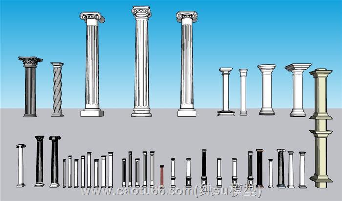 罗马柱石柱柱子SU模型 1
