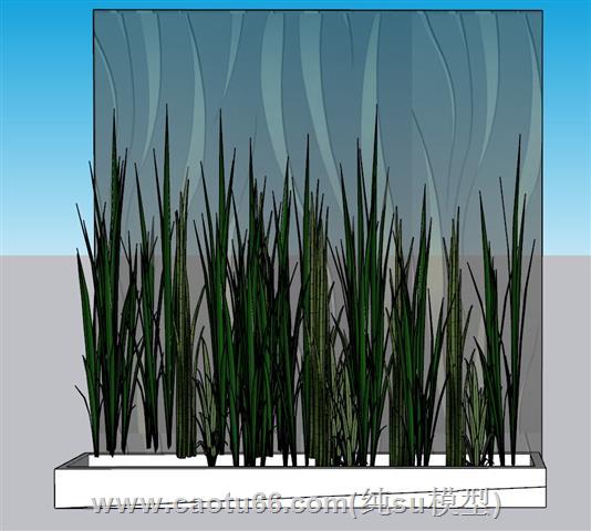 植物背景墙景观SU模型 1