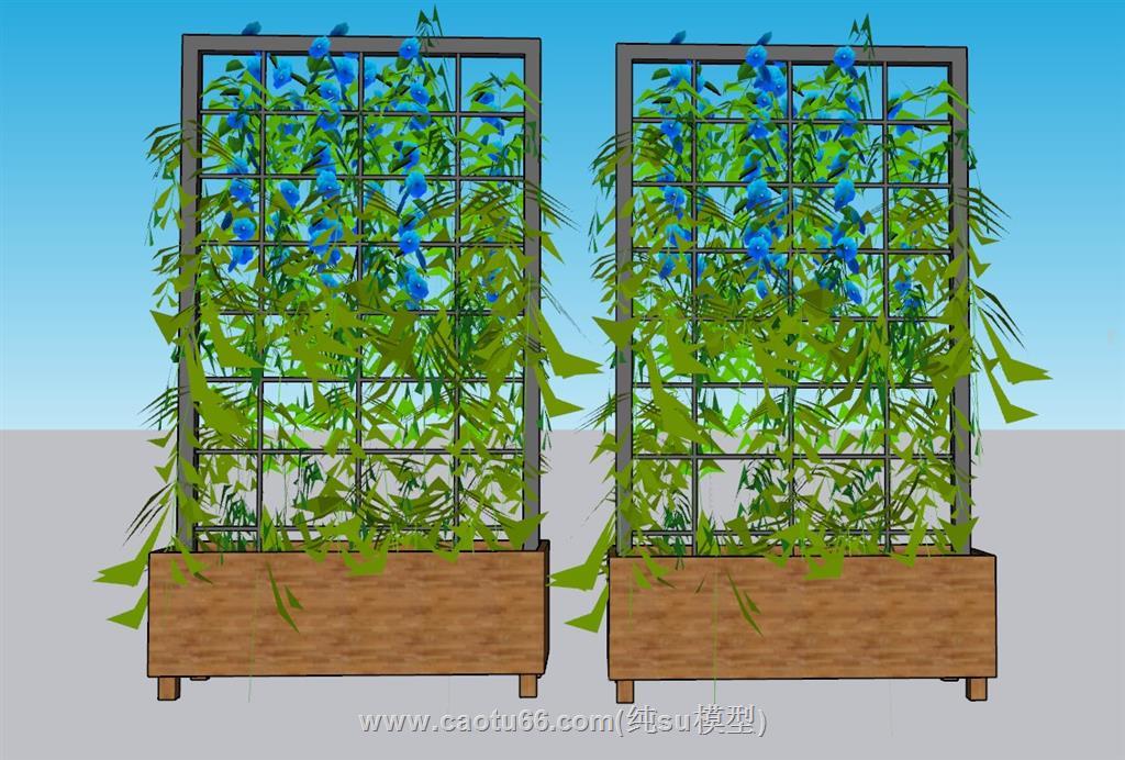 花箱植物花架SU模型 1