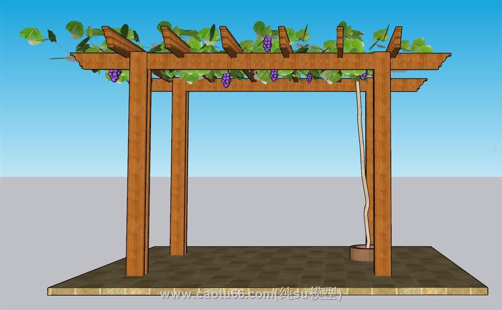 葡萄架植物架廊架SU模型 2