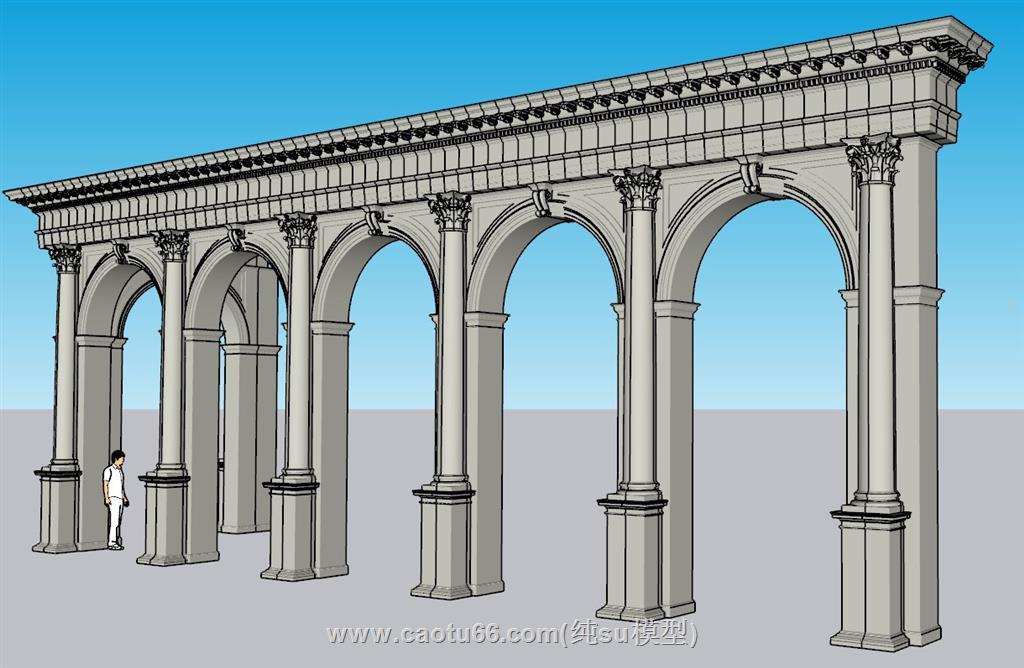 罗马柱石柱拱门SU模型 2