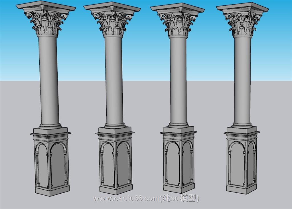 景观柱石柱罗马柱SU模型 1