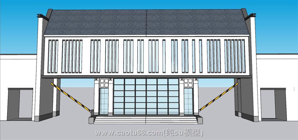 新中式大门入口SU模型 1