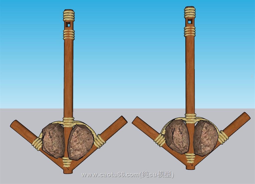 古代船锚锚SU模型 1