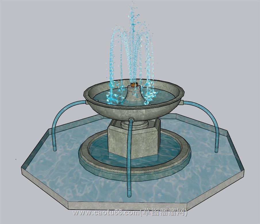 景观喷泉水池SU模型 1