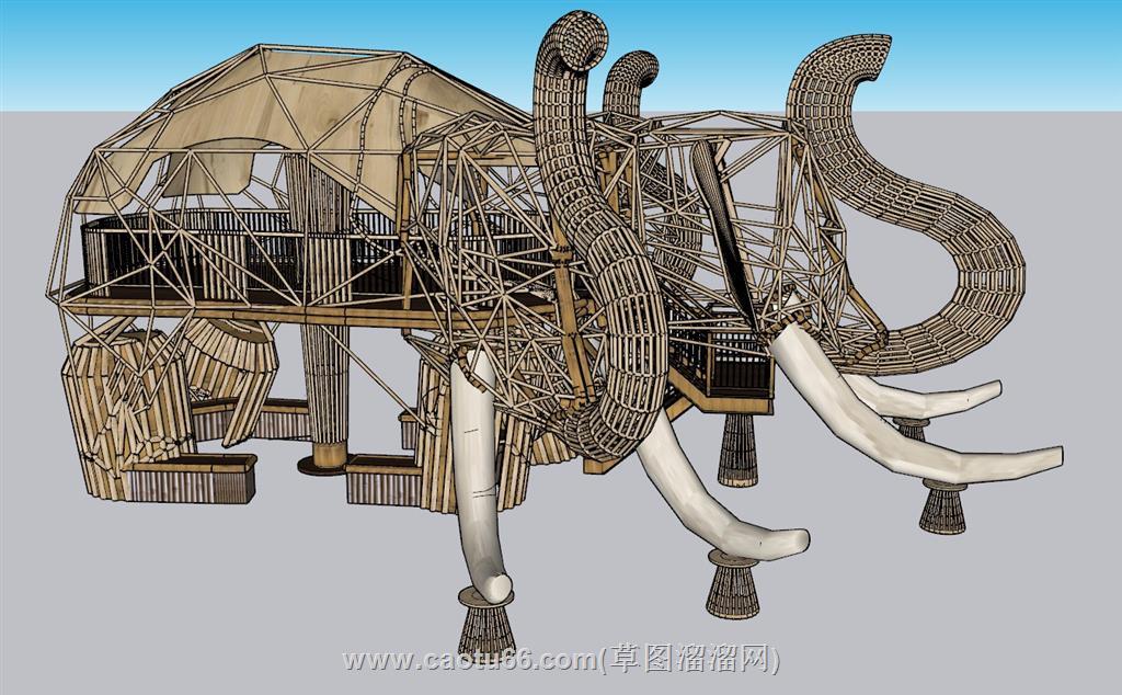 创意大象景观亭SU模型 1
