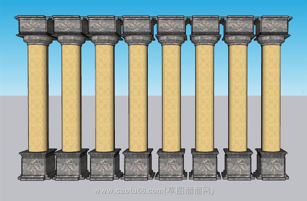 石柱罗马柱柱子SU模型 1