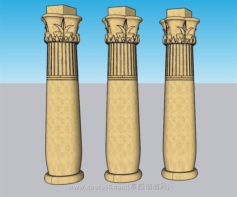 罗马柱柱子景观柱SU模型 1