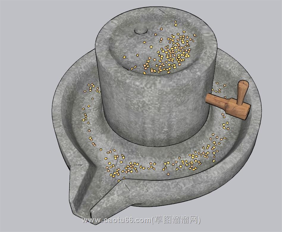 磨盘石磨农村SU模型 1