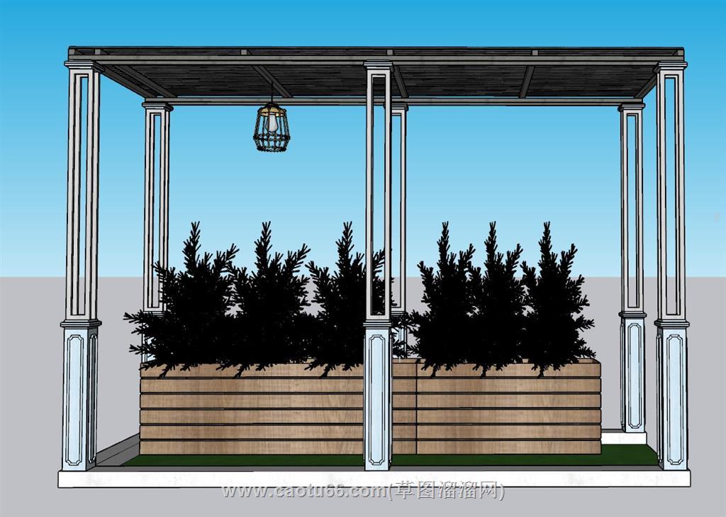廊架花箱植物SU模型 1
