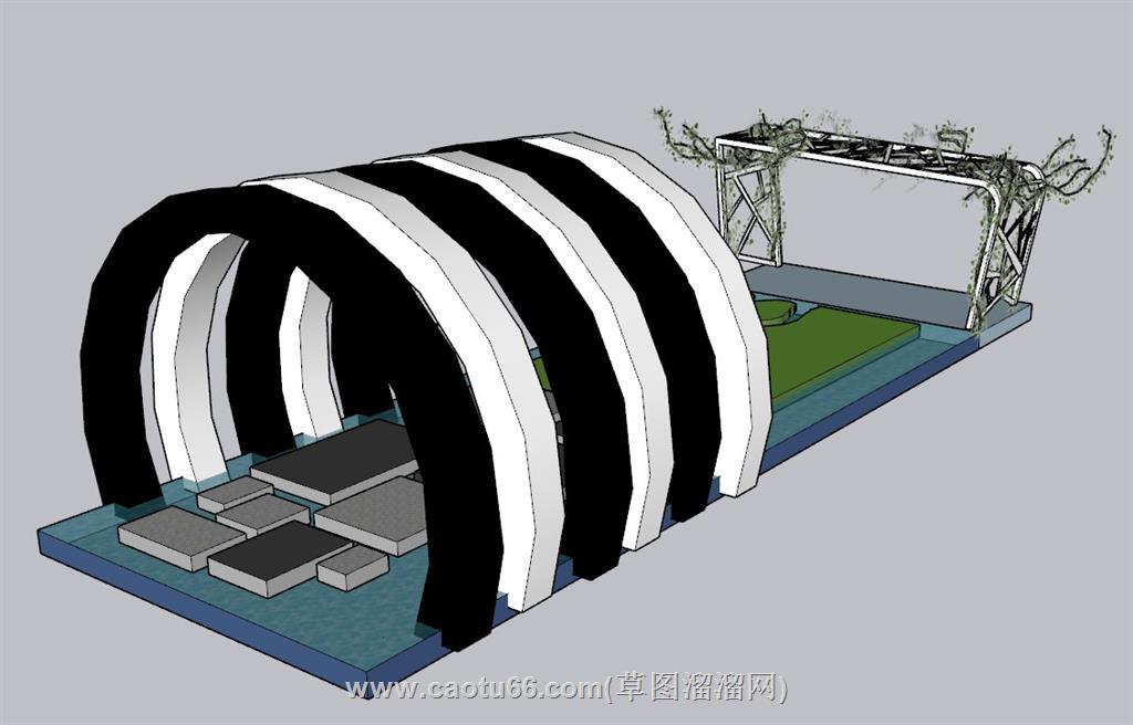 拱形水景花架SU模型 1