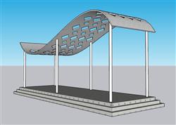 不锈钢亭子廊架SU模型