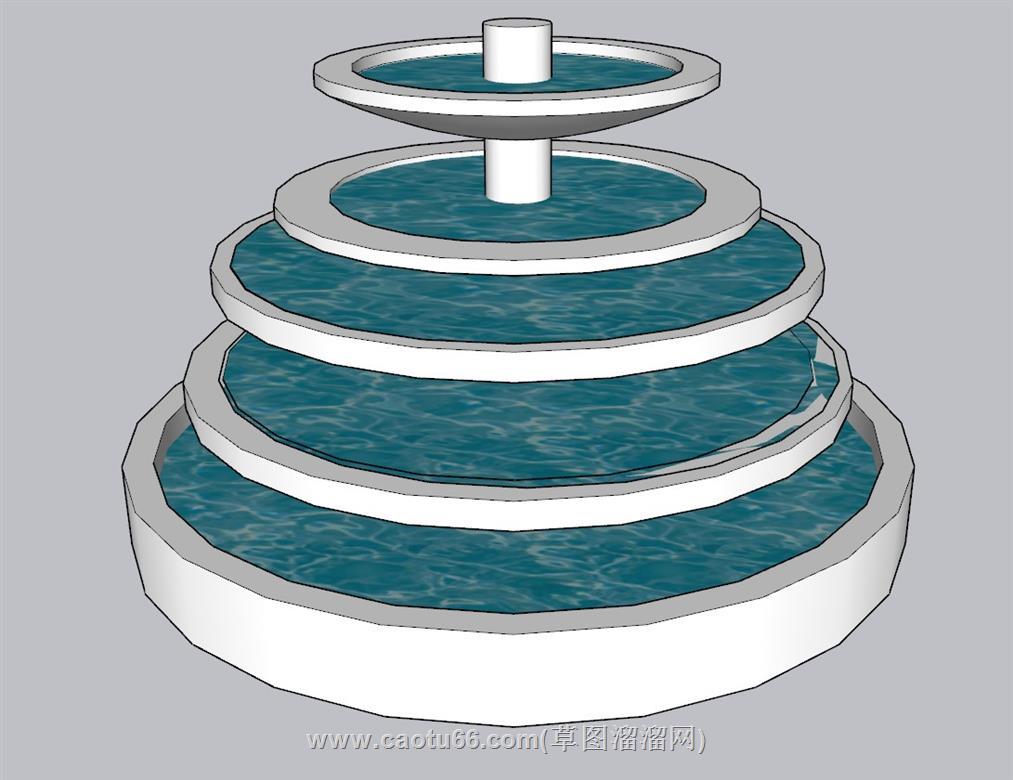 喷泉水池SU模型 1