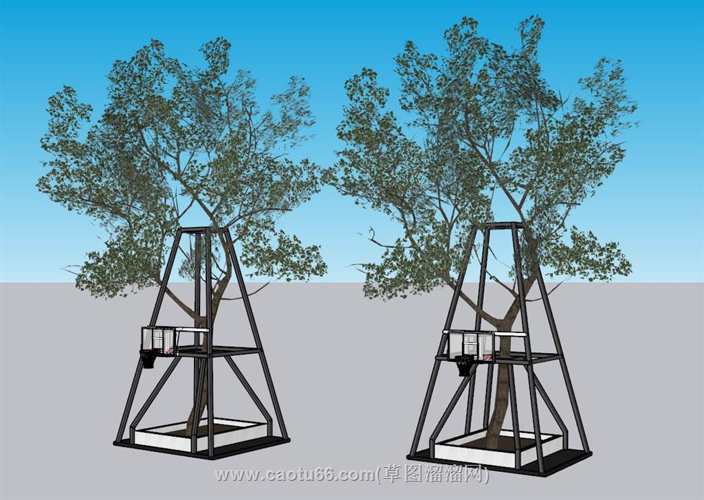 树池造型篮球架SU模型 2