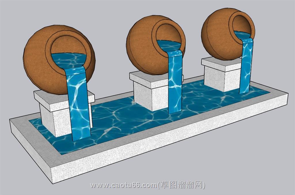 景观流水小品SU模型 1