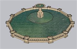 喷泉泉水水池SU模型 免费sketchup模型下载