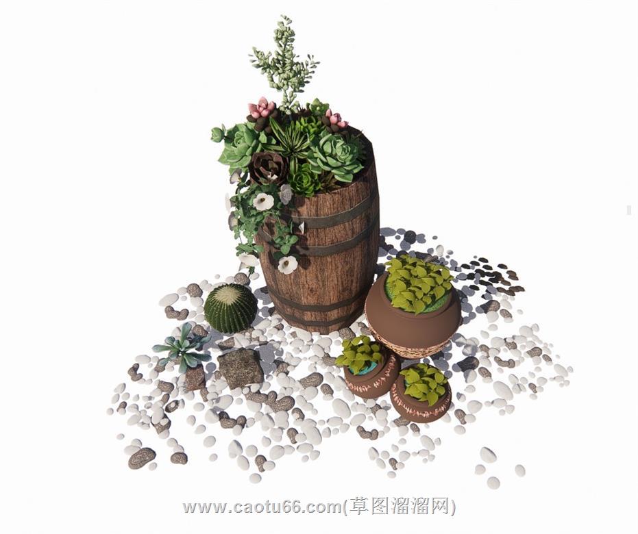 庭院绿植景观SU模型 1