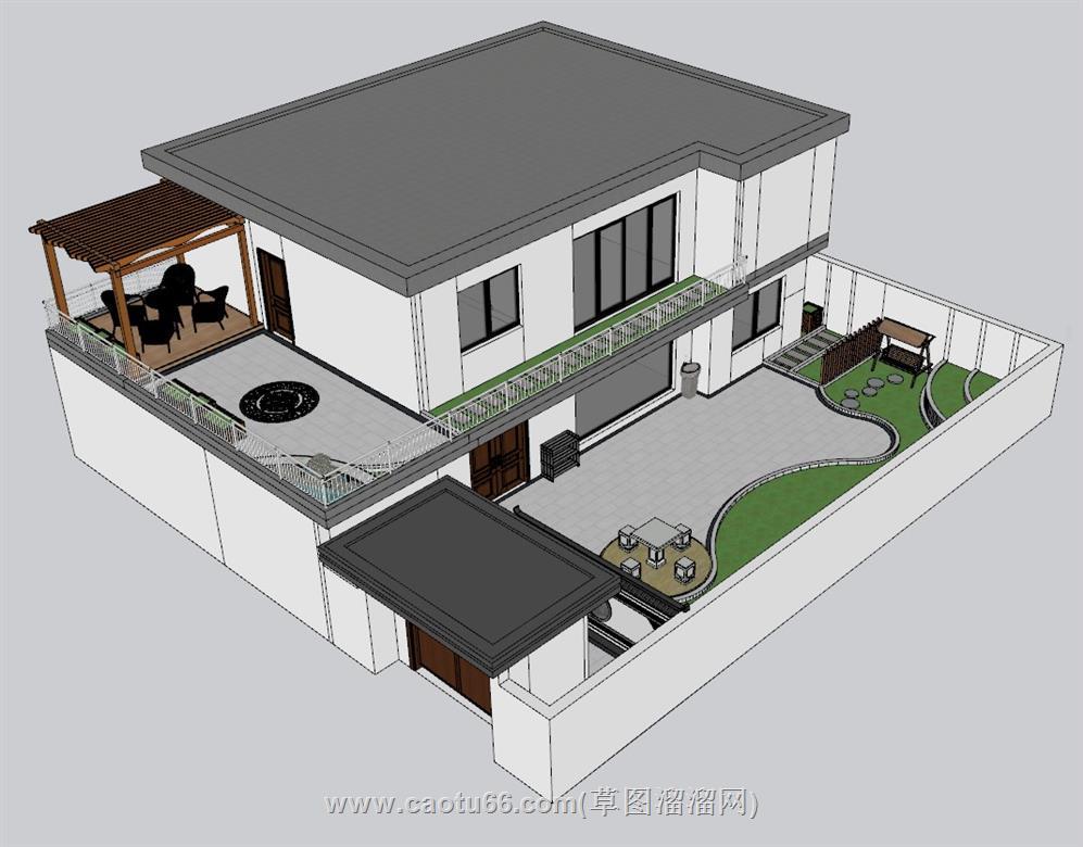 中式别墅庭院SU模型