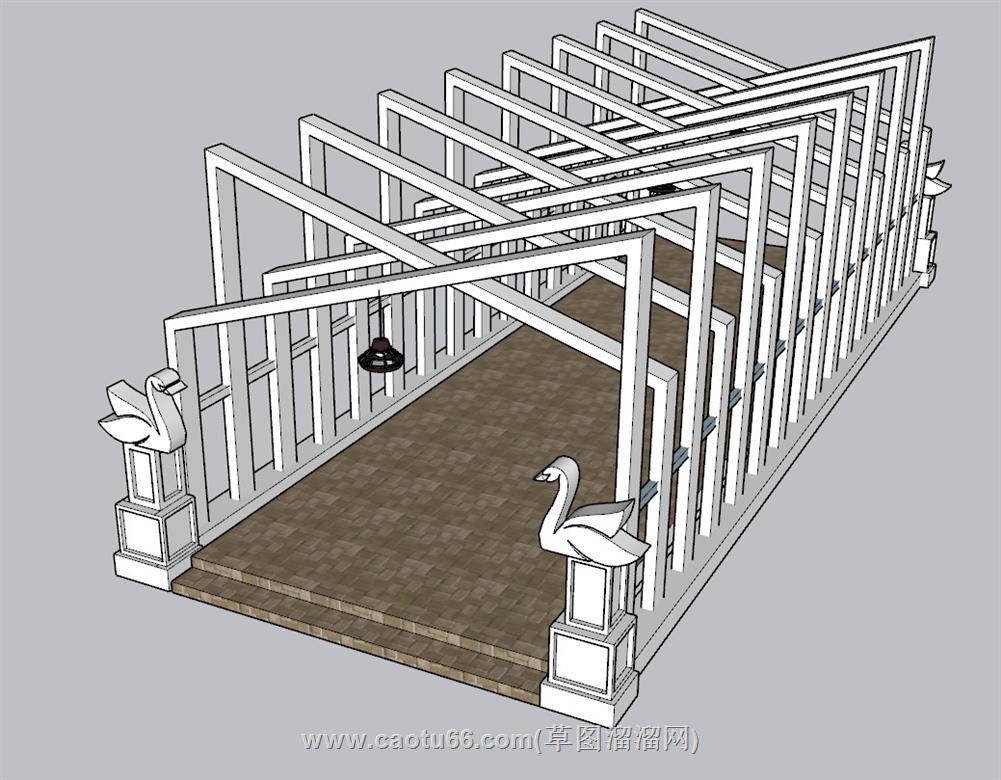 天鹅廊架SU模型 1